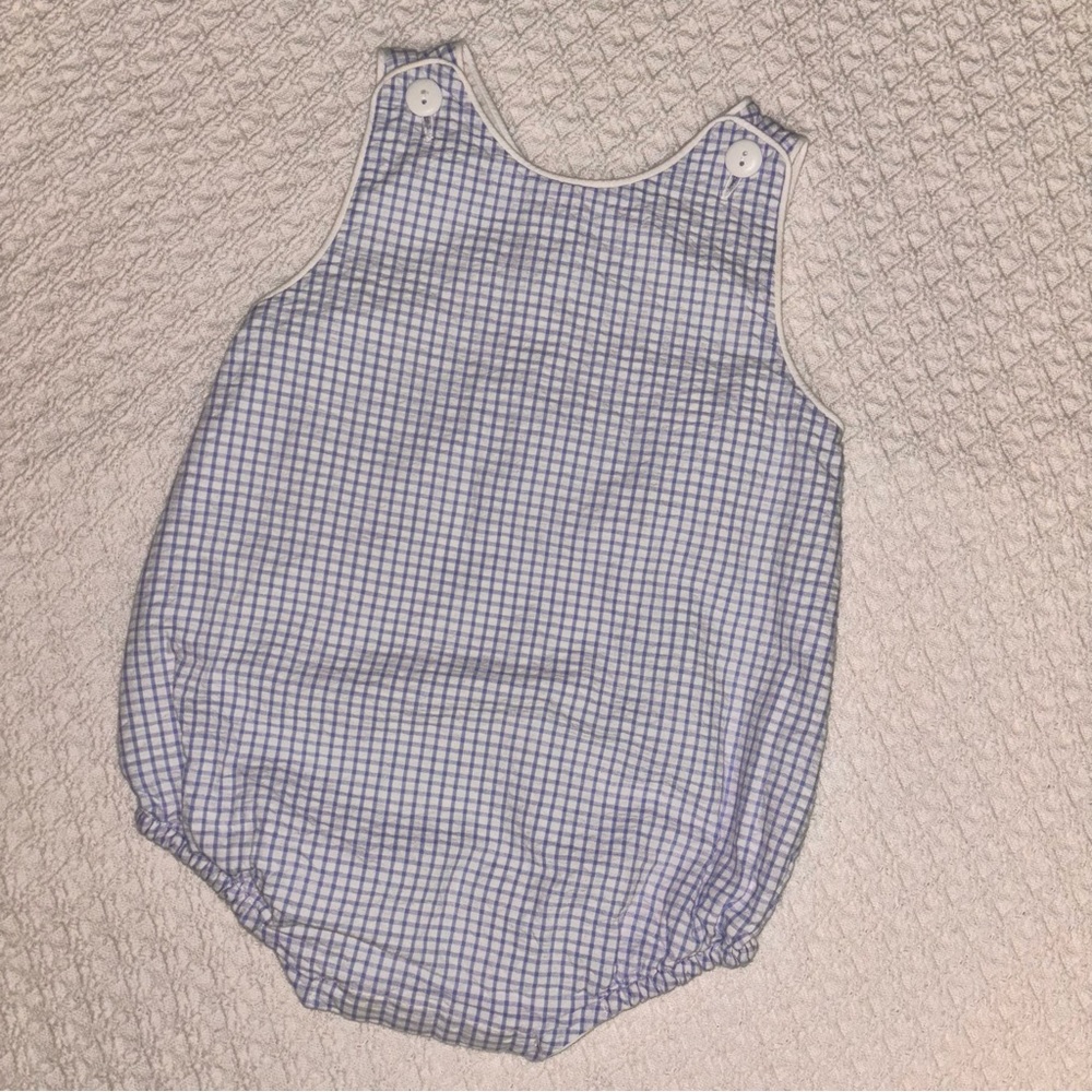 Lime Greene Pastel Blue Seersucker Boy 2T Bubble